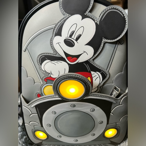 Loungefly Mickey Mouse Train Conductor Light Up Mini Backpack NWT - Picture 9 of 10